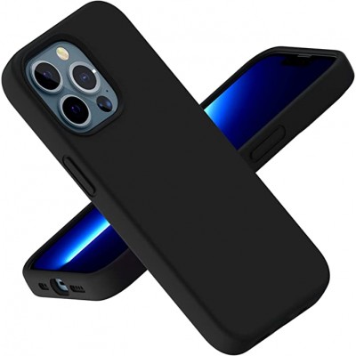 Husa iPhone 13 Pro Max, SIlicon Catifelat cu interior Microfibra, Negru
